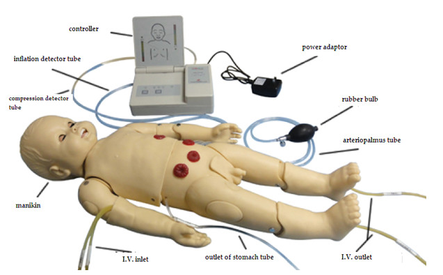 Il simulatore dell'auscultazione ha messo/manichino pediatrico di simulazione con il generatore di ECG